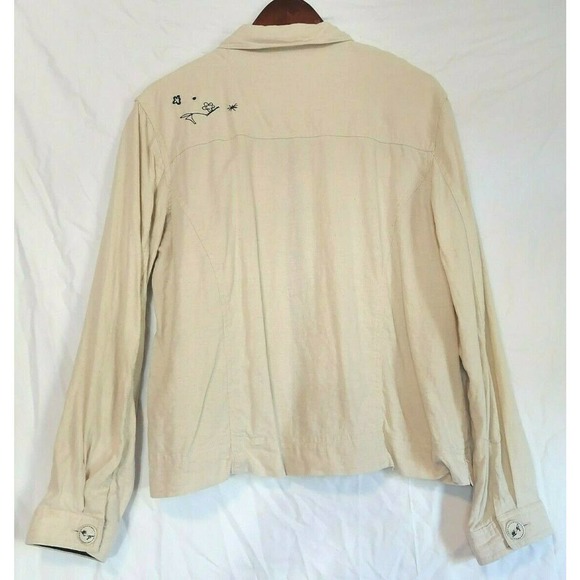 Natalie & Me Linen Cream Button-up Shirt Blouse Top High Heels/Shoes SZ large - Picture 8 of 11